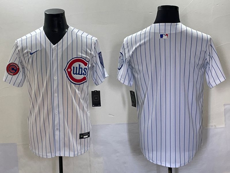 Men 2025 Chicago Cubs Blank White Stripe Fashion Nike MLB Jersey style 7032->chicago cubs->MLB Jersey